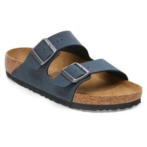 Klapki dla dorosłych Birkenstock Arizona BS. Niebieskie klapki Birkenstock, bez wzorów, z materiału, bez obcasa. Za 279,00 zł.
