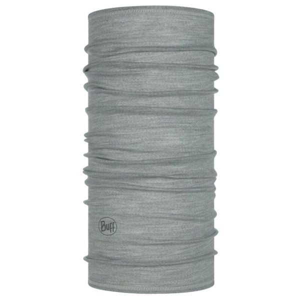 Chusta wielofunkcyjna z wełny merynosów Buff Merino Lightweight. Szare apaszki i chusty Buff, bez wzorów, z materiału. Za 121,99 zł.