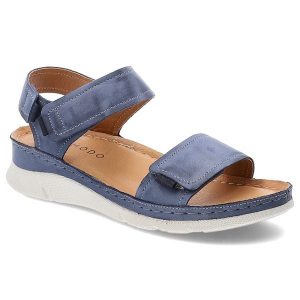Granatowe Sandały Armodo Stylowe Sportowe Obuwie Damskie. Niebieskie sandały Armodo, bez wzorów, ze skóry, bez obcasa, bez zapięcia. Za 219,00 zł.