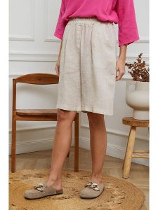 Joséfine Lniane bermudy "Alafolie" w kolorze beżowym rozmiar: XL. Brązowe szorty Joséfine, bez wzorów, ze lnu. Za 130,99 zł.