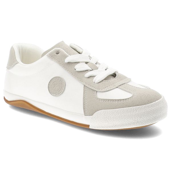 Trampki damskie Big Star, skóra naturalna zamszowe wstawki sznurowany fason klasyczna gumowa podeszwa okrągły nosek, białe, TT274145. Białe trampki Big Star, bez wzorów, z gumy, bez zapięcia. Za 139,00 zł.