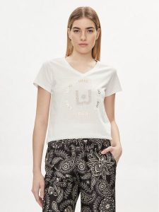 Liu Jo T-Shirt TA4137 J6040 Biały Regular Fit. Białe t-shirty Liu Jo, s, bez wzorów, z bawełny, bez kołnierzyka, bez ramiączek. Za 229,99 zł.
