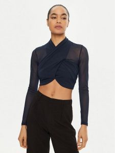 Bardot Bluzka 55001TB2 Granatowy Slim Fit. Niebieskie bluzki Bardot, s, bez wzorów, z syntetyku, bez kołnierzyka, bez ramiączek. Za 169,99 zł.