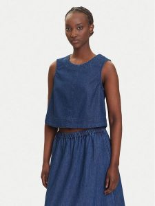 Pieces Top Tenim 17157936 Granatowy Regular Fit. Niebieskie topy Pieces, xs, bez wzorów, z bawełny, bez kołnierzyka, bez ramiączek. Za 89,99 zł.