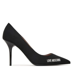 Szpilki LOVE MOSCHINO. Czarne szpilki LOVE MOSCHINO, bez wzorów, bez obcasa. Za 695,99 zł.