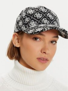 Guess Czapka z daszkiem AW5186 POL03 Czarny. Czarne czapki Guess, z aplikacjami, z materiału. Za 129,99 zł.