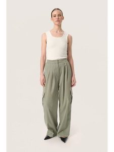 Soaked in Luxury Bojówki w kolorze khaki rozmiar: XL. Brązowe spodnie z wysokim stanem Soaked in Luxury, bez wzorów, z podwyższonym stanem. Za 180,06 zł.