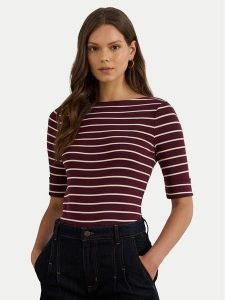 LAUREN RALPH LAUREN Bluzka 200P03723001 Brązowy Slim Fit. Brązowe bluzki Lauren Ralph Lauren, xs, bez wzorów, z bawełny, bez kołnierzyka, bez ramiączek. Za 329,99 zł.