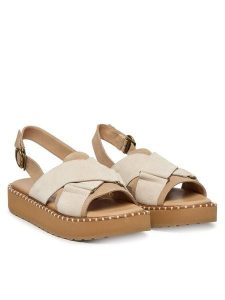 EMU Australia Sandały Morna W13284 Biały. Białe sandały EMU Australia, bez wzorów, z materiału, bez obcasa, na płaskiej podeszwie, bez zapięcia. Za 429,99 zł.