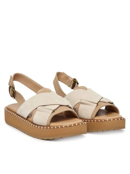 EMU Australia Sandały Morna W13284 Biały. Białe sandały EMU Australia, bez wzorów, z materiału, bez obcasa, na płaskiej podeszwie, bez zapięcia. Za 429,99 zł.