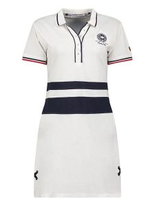 Canadian Peak Sukienka polo "Kylianeak" w kolorze białym rozmiar: S. Białe sukienki Canadian Peak, s, bez wzorów, z bawełny, bez kołnierzyka, bez ramiączek, midi. Za 86,99 zł.