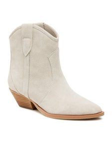 Badura Botki V365-17 Szary. Szare botki Badura, bez wzorów, ze skóry, bez obcasa, na słupku, bez zapięcia. Za 229,99 zł.