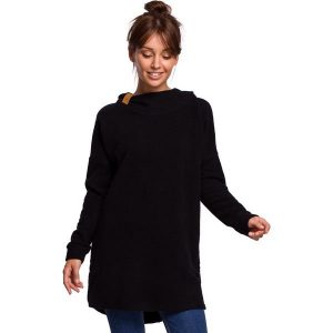 Czarna Nierozpinana Asymetryczna Bluza z Kapturem. Czarne bluzy MOE, l, bez wzorów, z bawełny, z kapturem. Za 253,90 zł.