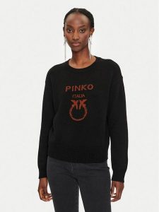 Pinko Sweter Logo 100414 Y7Z4 Czarny Regular Fit. Czarne swetry klasyczne Pinko, m, z wełny, bez kołnierzyka. Za 579,99 zł.