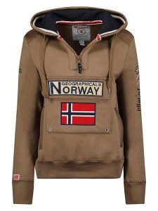 Geographical Norway Bluza "Gymclass" w kolorze jasnobrązowym rozmiar: XL. Brązowe bluzy Geographical Norway, xl, bez wzorów, z kapturem. Za 96,83 zł.