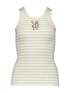 Calvin Klein Top w kolorze błękitno-beżowym rozmiar: L. Brązowe topy Calvin Klein, l, bez wzorów, bez kołnierzyka, bez ramiączek. Za 104,99 zł.