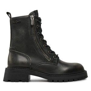 Trapery Pepe Jeans. Czarne buty zimowe Pepe Jeans, z jeansu, bez obcasa, bez zapięcia. Za 829,99 zł.