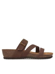 Geox Klapki D New Sthellae D551AA 00032 C6009 Brązowy. Brązowe klapki Geox, bez wzorów, z nubiku, bez obcasa. Za 239,99 zł.