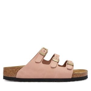 Klapki Birkenstock. Czerwone klapki Birkenstock, bez wzorów, bez obcasa. Za 479,99 zł.