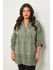 Curvy Lady Tunika w kolorze khaki rozmiar: 48/50. Brązowe tuniki Curvy Lady, bez wzorów, klasyczne, bez kołnierzyka, bez ramiączek. Za 140,53 zł.