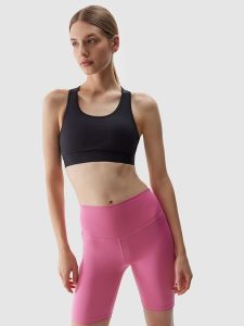 4F Legginsy kolarki treningowe z materiału z recyklingu damskie - różowe XL. Czerwone legginsy 4f, bez wzorów, z dzianiny, z podwyższonym stanem. W wyprzedaży za 59,99 zł.