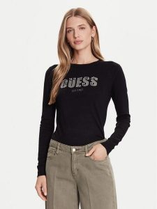Guess Sweter W5BR40 Z2NQ2 Czarny Regular Fit. Czarne swetry klasyczne Guess, xxl, z wiskozy, bez kołnierzyka. Za 339,99 zł.