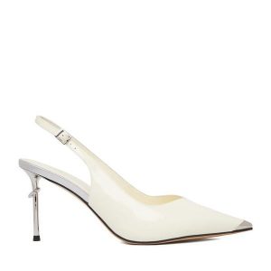 Szpilki Eva Minge. Białe szpilki Eva Minge, bez wzorów, bez obcasa. Za 449,99 zł.