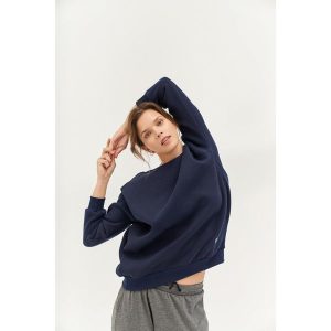 Bluza do jogi Moonholi Cozy AF Oversize Sweatshirt z bawełnianej dzianiny. Niebieskie bluzy MOONHOLI, xs, bez wzorów, z bawełny, bez kaptura. Za 329,00 zł.