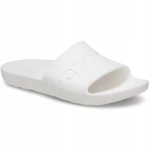 Klapki Dla Dorosłych Crocs Slide. Zielone klapki Crocs, bez wzorów, z materiału, bez obcasa. Za 119,99 zł.