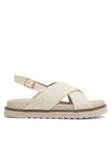 DeeZee Sandały Donna H86009-9 Beżowy. Brązowe sandały DeeZee, bez wzorów, z materiału, bez obcasa, na płaskiej podeszwie, bez zapięcia. Za 69,99 zł.