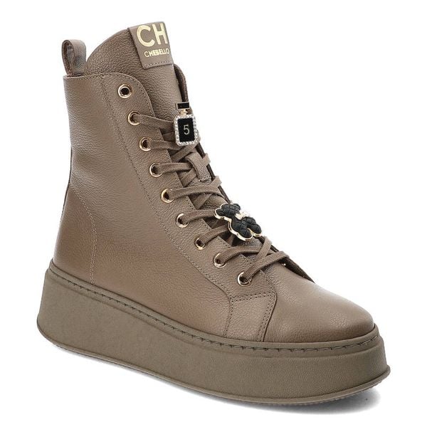 Brązowe Botki CheBello Skórzane Buty Damskie. Brązowe botki CheBello, na jesień, bez wzorów, ze skóry, bez obcasa, na obcasie, bez zapięcia. Za 509,99 zł.