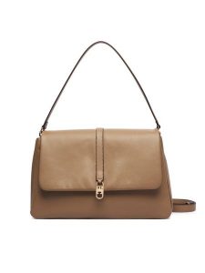 Tommy Hilfiger Torebka Th Libre Satchel AW0AW19197 Beżowy. Brązowe torebki klasyczne TOMMY HILFIGER, bez wzorów, ze skóry, bez dodatków. Za 699,99 zł.