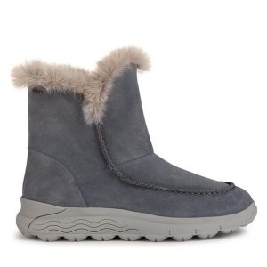 Śniegowce Geox. Szare buty zimowe Geox, bez obcasa, bez zapięcia. Za 989,99 zł.