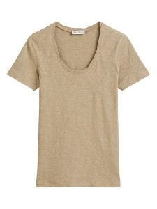 Marc O´Polo Koszulka w kolorze beżowym rozmiar: M. Brązowe bluzki m, bez wzorów, z bawełny, bez kołnierzyka, bez ramiączek. Za 109,78 zł.