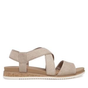 Sandały Skechers. Brązowe sandały Skechers, bez wzorów, bez obcasa, na płaskiej podeszwie, bez zapięcia. Za 139,99 zł.