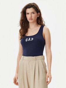 Gap Top 585421-00 Granatowy Slim Fit. Niebieskie topy GAP, xs, bez wzorów, z bawełny, bez kołnierzyka, bez ramiączek. Za 69,99 zł.