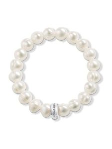Thomas Sabo Bransoletka perłowa w kolorze białym rozmiar: XL. Szare bransoletki Thomas Sabo, z perłą, srebrne. Za 100,45 zł.