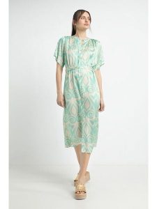 Josephine & Co Sukienka "Joelle" w kolorze miętowo-beżowym rozmiar: 36. Zielone sukienki Josephine & Co, na co dzień, bez wzorów, z tkaniny, bez kołnierzyka, bez ramiączek, midi, proste. Za 317,99 zł.