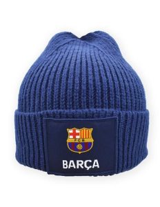 Czapka zimowa FC Barcelona - oficjalna licencjonowana. Niebieskie czapki FC BARCELONA, bez wzorów, z materiału. Za 99,00 zł.