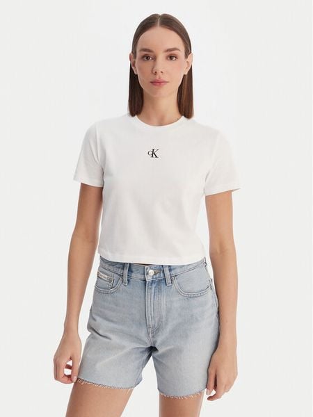 Calvin Klein Jeans T-Shirt LV047AB213 Biały Regular Fit. Białe t-shirty Calvin Klein Jeans, xl, bez wzorów, z bawełny, bez kołnierzyka, bez ramiączek. Za 209,99 zł.