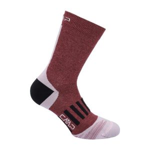 Skarpety trekkingowe uniseks TREKKING SOCK MID MICROLON lekkie amortyzujące. Czerwone skarpetki CMP, bez wzorów. Za 69,99 zł.