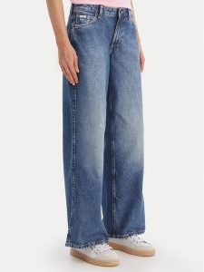 Guess Jeans Jeansy W5YA0Y D6333 Niebieski Wide Leg. Niebieskie jeansy Guess Jeans, z aplikacjami, z bawełny. Za 329,99 zł.