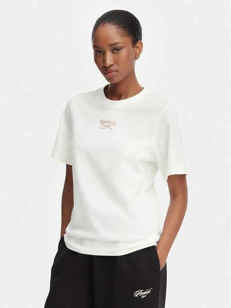 Reebok T-Shirt Nikolina RK25708CCW Kremowy Regular Fit. Białe t-shirty Reebok, m, bez wzorów, z bawełny, bez kołnierzyka, bez ramiączek. Za 79,99 zł.