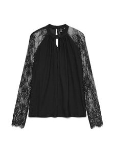 Vero Moda Bluzka w kolorze czarnym rozmiar: XL. Czarne bluzki Vero Moda, xl, bez wzorów, z koronki, bez kołnierzyka, bez ramiączek. Za 92,21 zł.