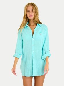 Banana Moon Koszula Garel Zelena MWW04 Turkusowy Regular Fit. Niebieskie koszule Banana Moon, l, bez wzorów, z bawełny, bez kołnierzyka, bez ramiączek. Za 459,99 zł.