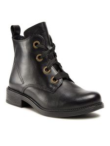 Lasocki Trzewiki RST-TULIA-23 Czarny. Czarne botki Lasocki, bez wzorów, ze skóry, bez obcasa, na płaskiej podeszwie, bez zapięcia. Za 229,99 zł.