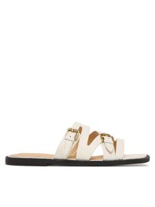 Guess Klapki FLJGRY LEA03 Biały. Białe klapki Guess, z aplikacjami, ze skóry, bez obcasa. Za 494,99 zł.