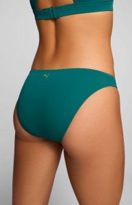 Damskie figi bikini – klasyczne – Emerald Ice. Zielone figi Puma, bez wzorów, z elastanu. Za 156,20 zł.