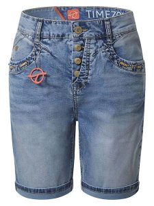 Timezone Szorty dżinsowe "Ravi" - Regular fit - w kolorze niebieskim rozmiar: W28. Niebieskie szorty Timezone, bez wzorów, klasyczne. Za 175,26 zł.