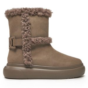 Śniegowce TWINSET. Brązowe buty zimowe Twinset, bez obcasa, bez zapięcia. Za 859,99 zł.